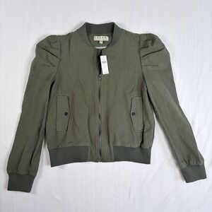 NWT Dolan Left Coast Puff-Sleeve Bomber Jacket Olive Green Zip Anthropologie